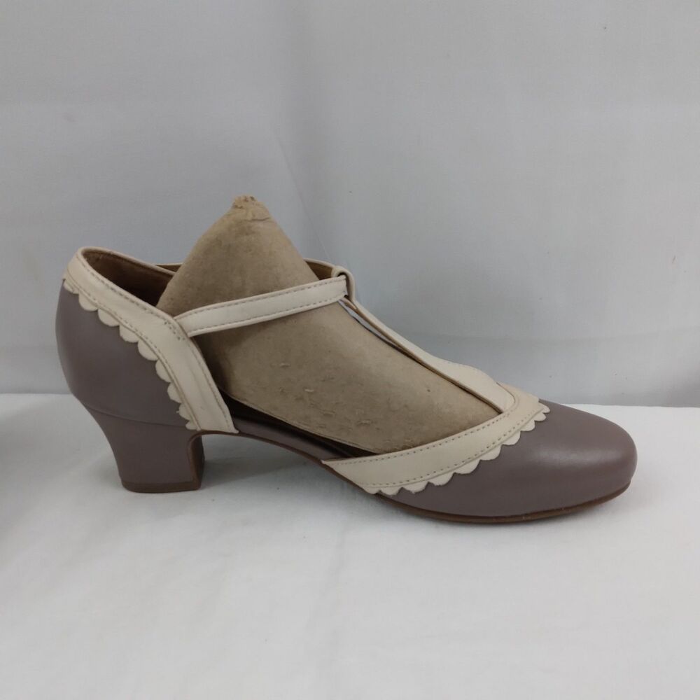 Hotter Women's 'Vivienne' Taupe T-Strap with French Heel Shoes Size UK 4 US 6 - Picture 7 of 13